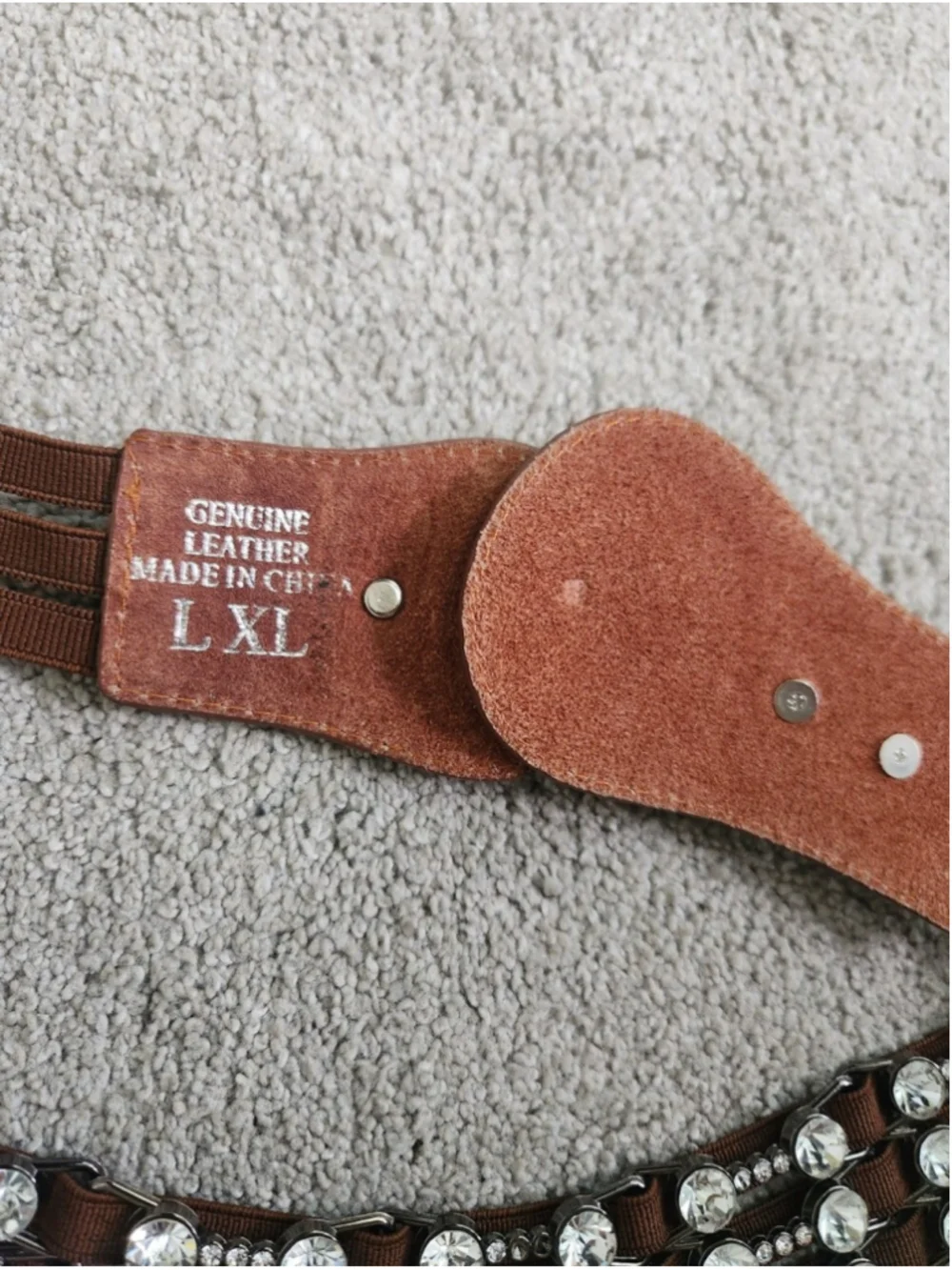 Brown Y2K Statement Belt Rhinestone Elastic Stretch Waist Belt McBling 2000s